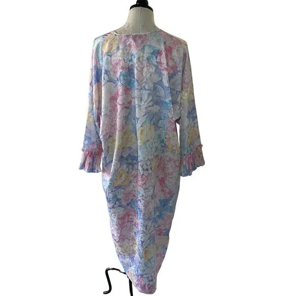Mary McFadden Vintage Womens Nightgown Size Large Pastel Floral Watercolor - Picture 10 of 12